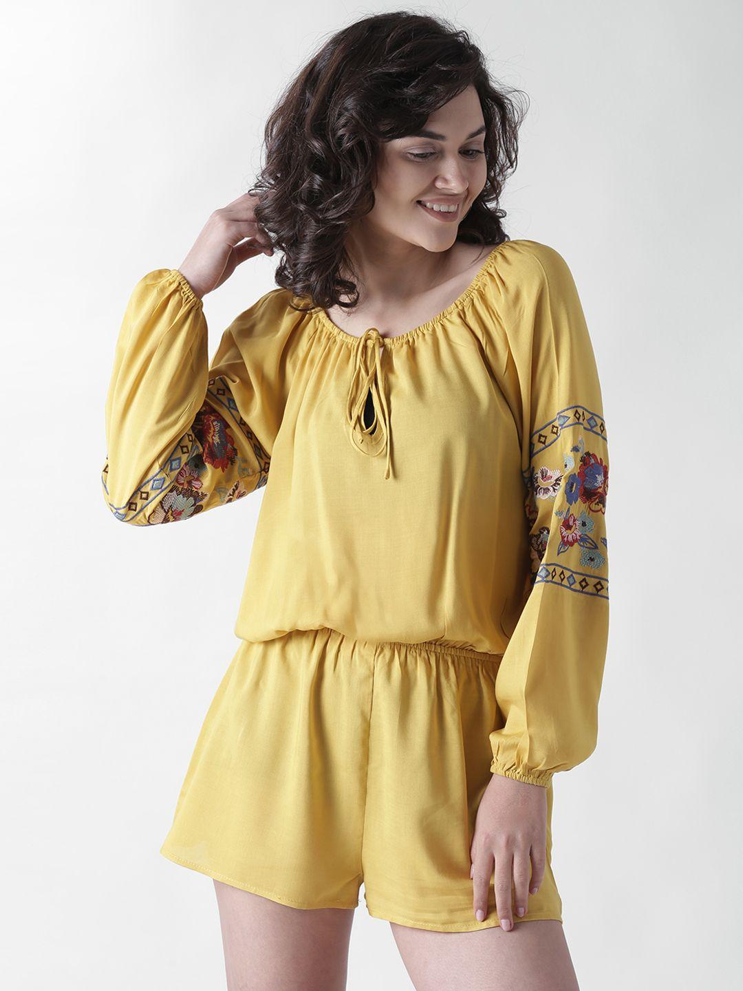 forever 21 mustard yellow solid playsuit
