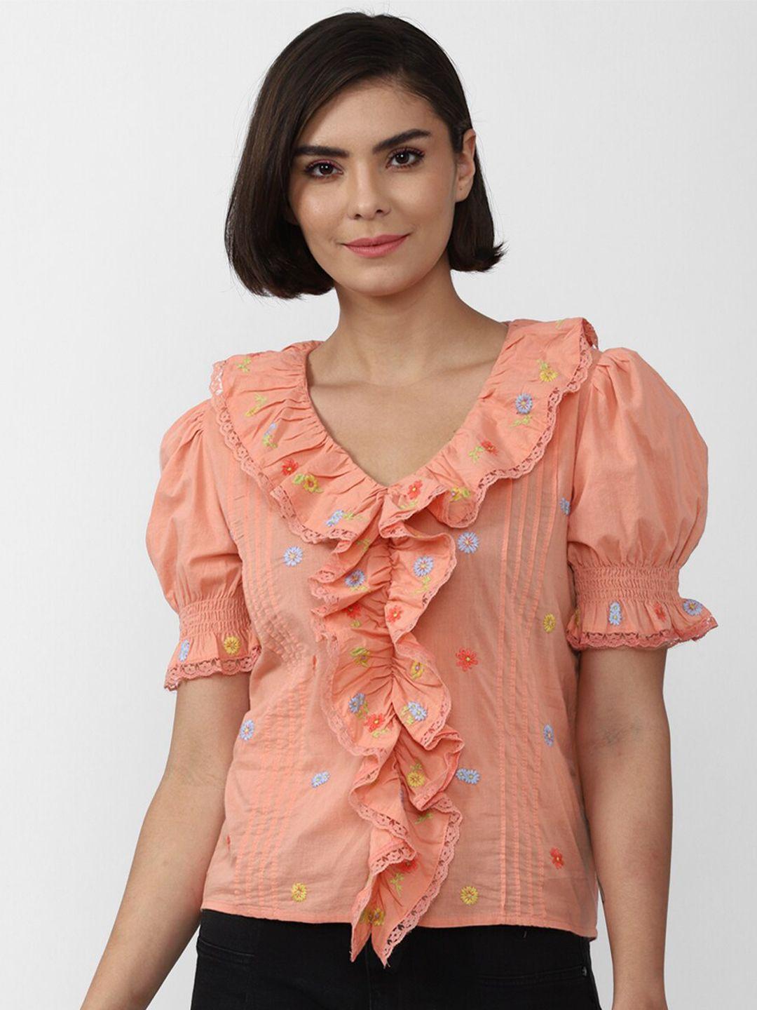 forever 21 peach-coloured floral print top
