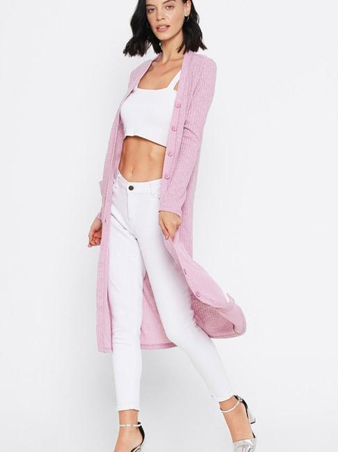 forever 21 pink relaxed fit longline cardigan