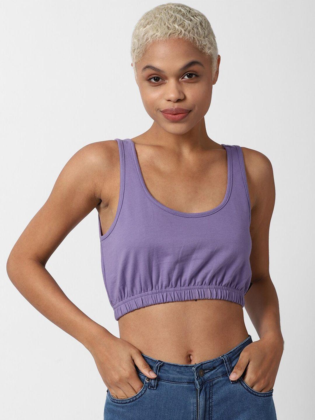 forever 21 purple solid pure cotton crop bralette top