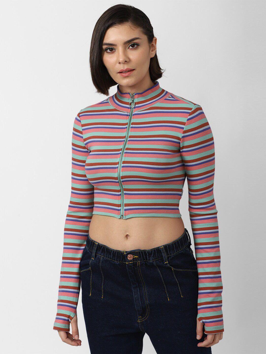 forever 21 striped high neck crop top