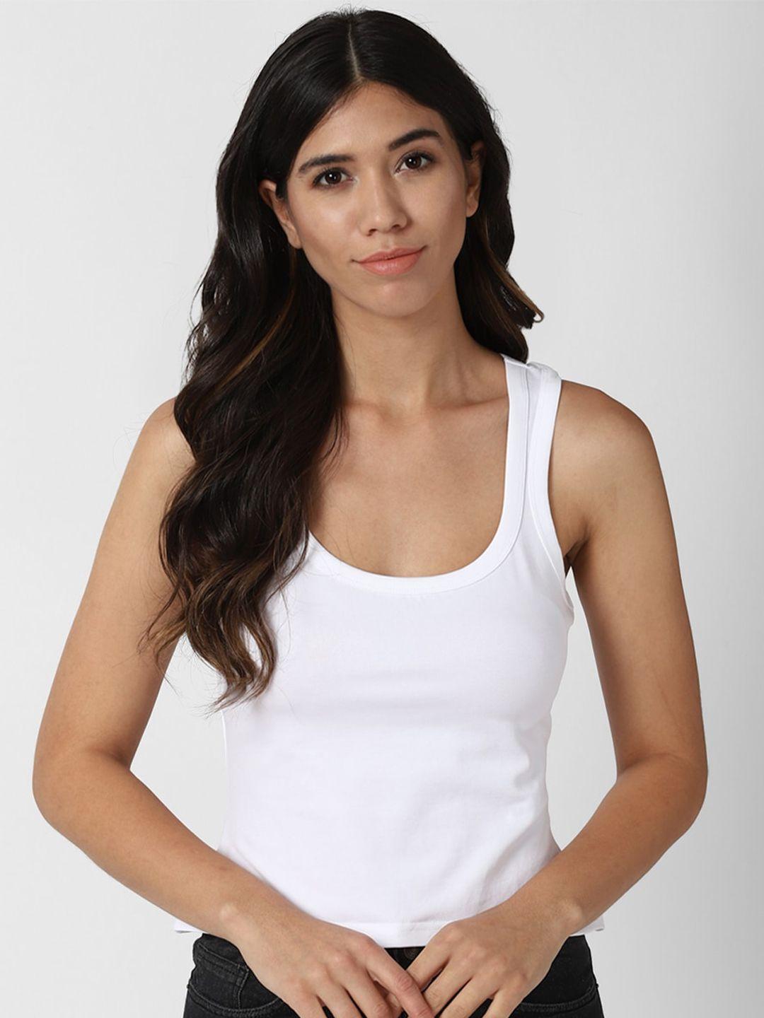 forever 21 white solid  tank top