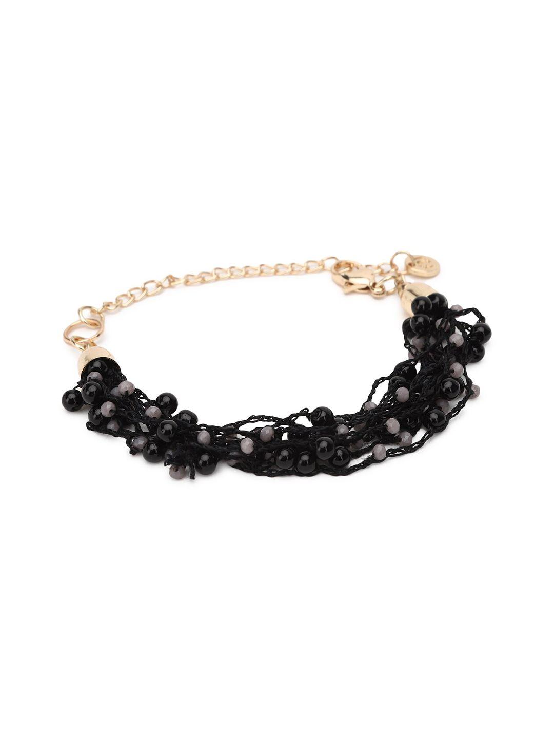 forever 21 women black & gold-toned charm bracelet