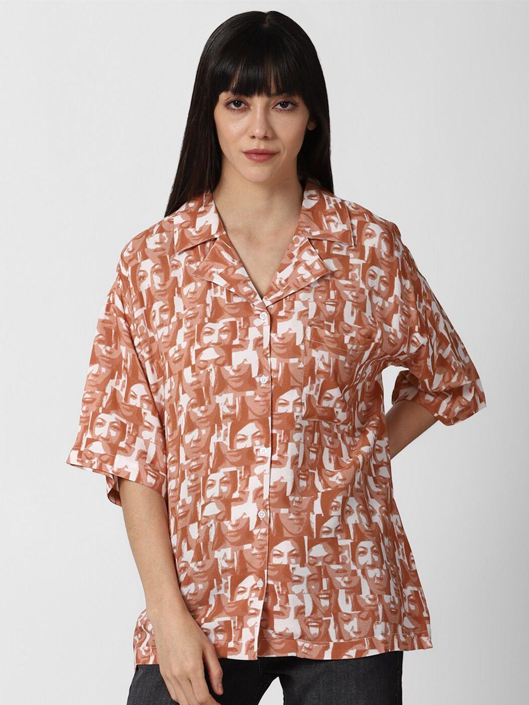 forever 21 women brown print shirt style top