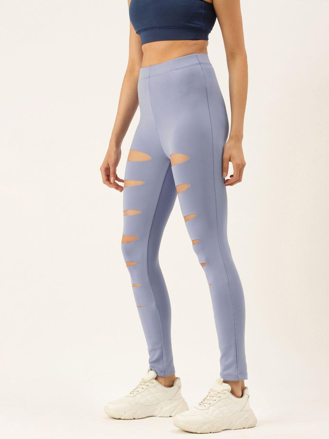 forever 21 women lavender solid ankle-length leggings with cut out details