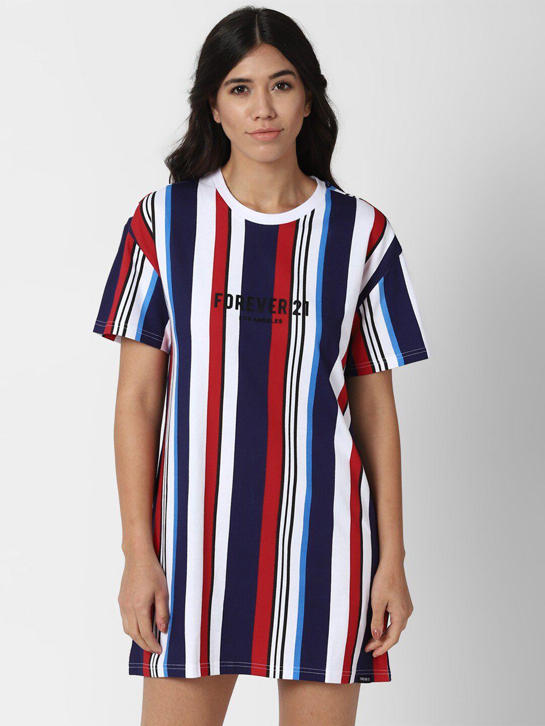 forever 21 women multicoloured striped cotton t-shirt dress