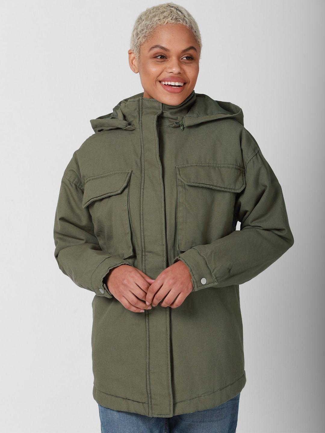 forever 21 women olive green longline tailored cotton jacket