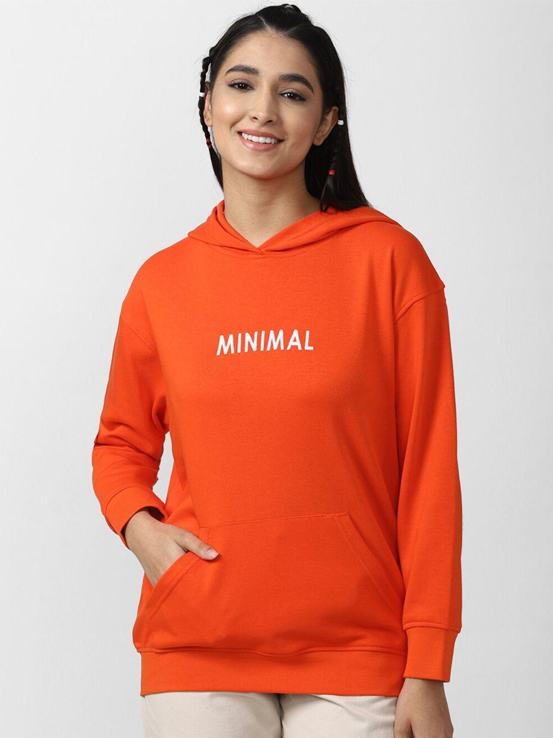 forever 21 women orange printed hooded sweatshirt