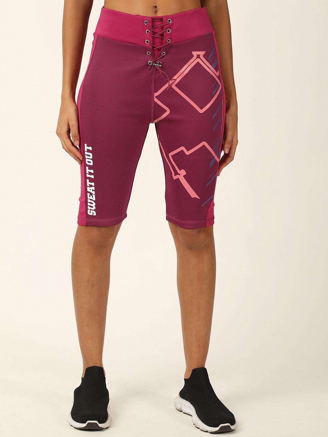 forever 21 women pink printed sports shorts