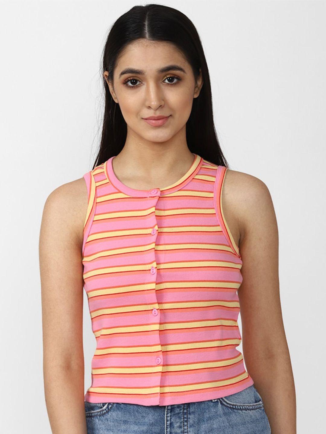 forever 21 women pink striped top