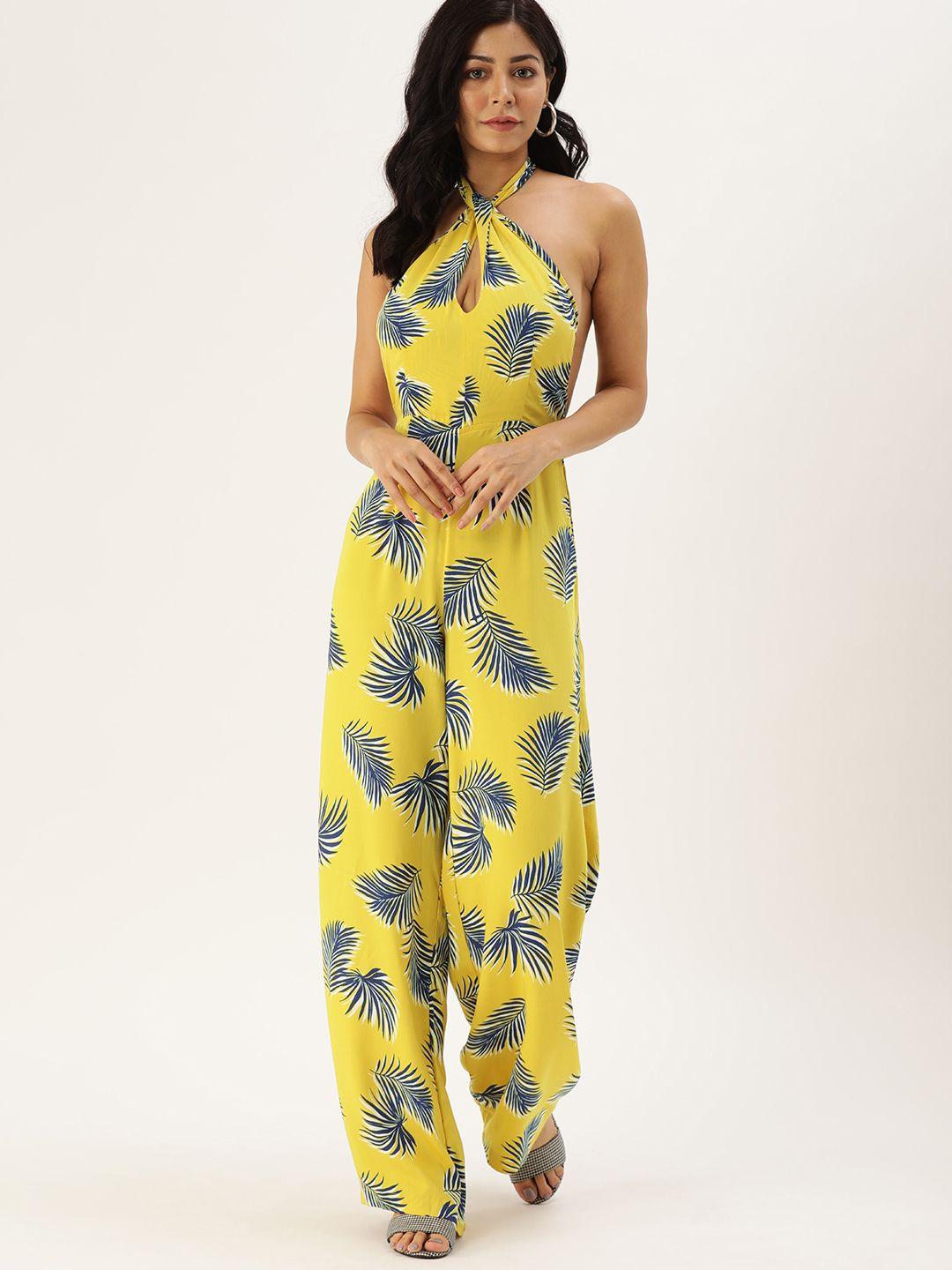 forever 21 women yellow printed jumpsuit