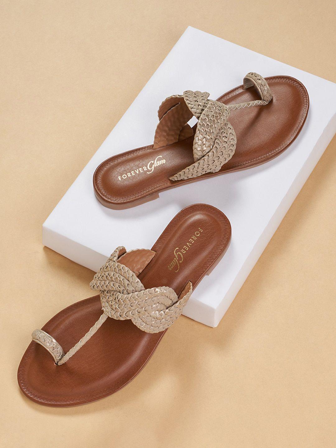 forever glam by pantaloons braided t-strap flats