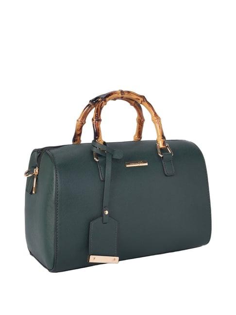 forever glam by pantaloons forest green solid medium bowler handbag
