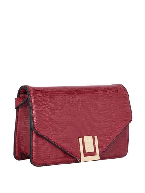 forever glam by pantaloons maroon textured medium sling handbag