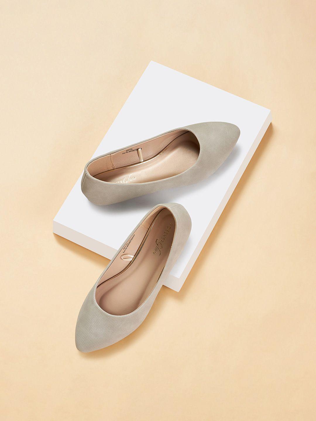 forever glam by pantaloons pointed toe textured ballerinas