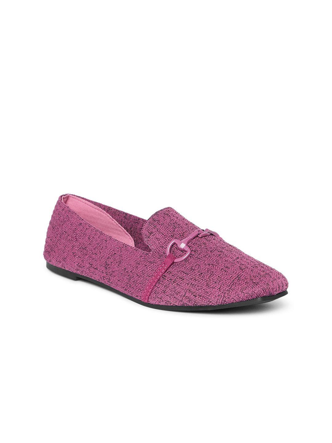 forever glam by pantaloons women purple textured loafers