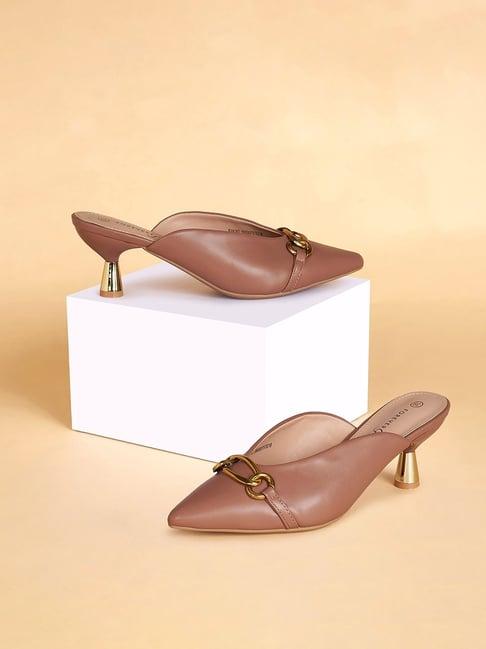 forever glam by pantaloons women's tan mule shoes