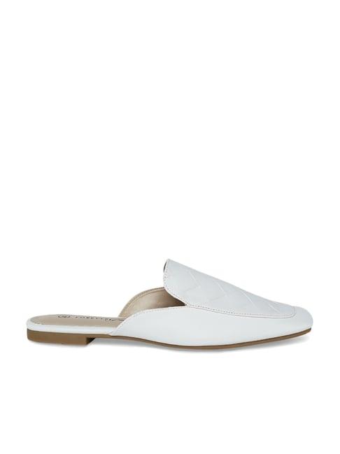 forever glam by pantaloons women's white mule shoes