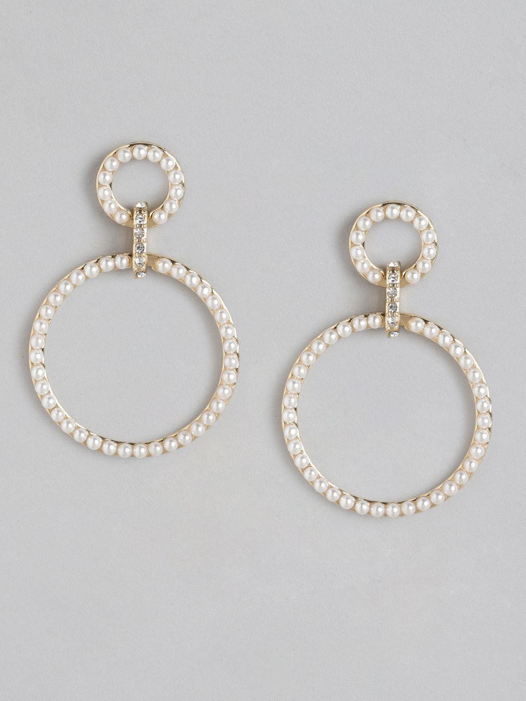 forever new gold-plated pearl circular drop earrings
