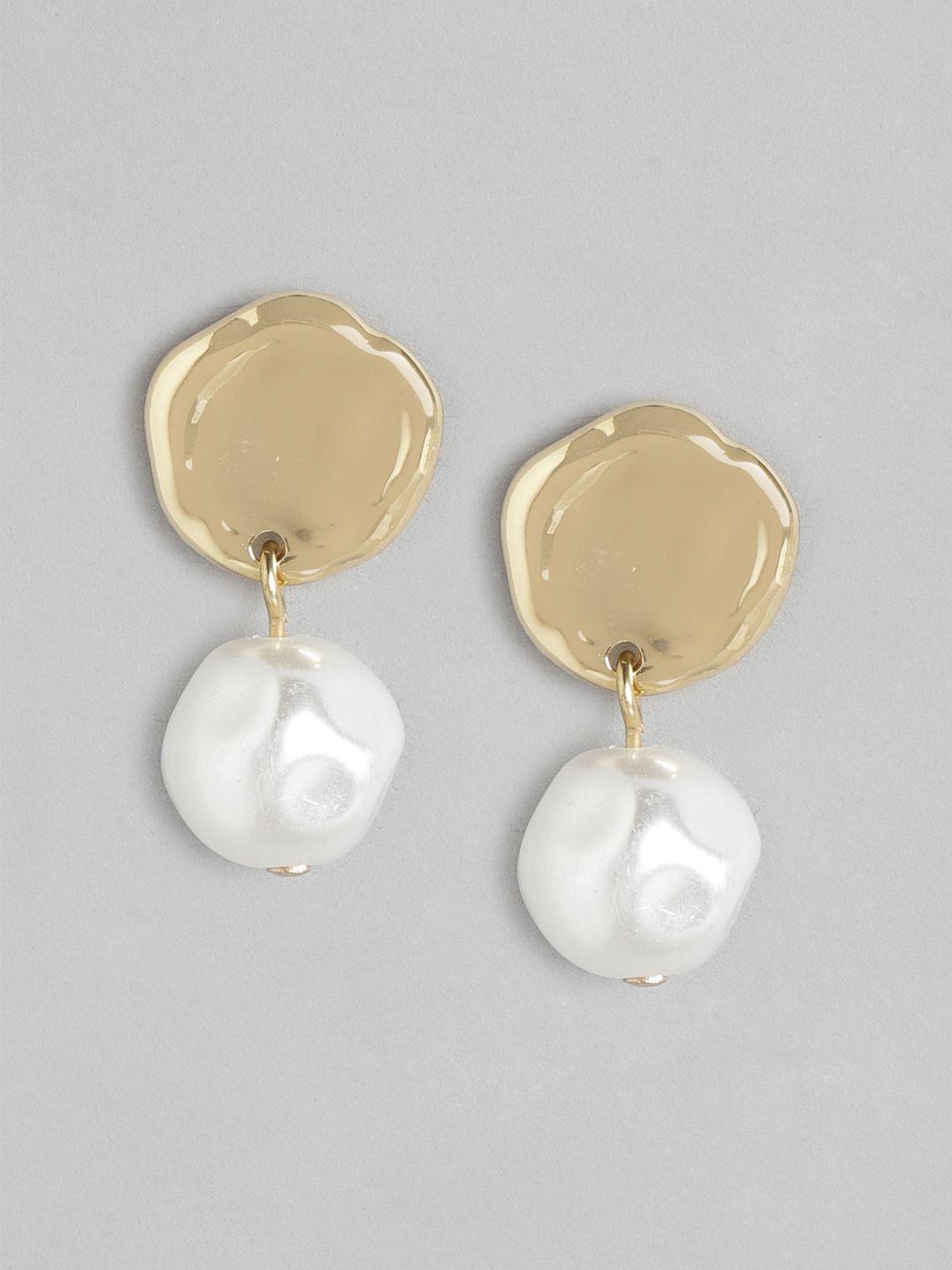forever new gold-plated pearl contemporary drop earrings