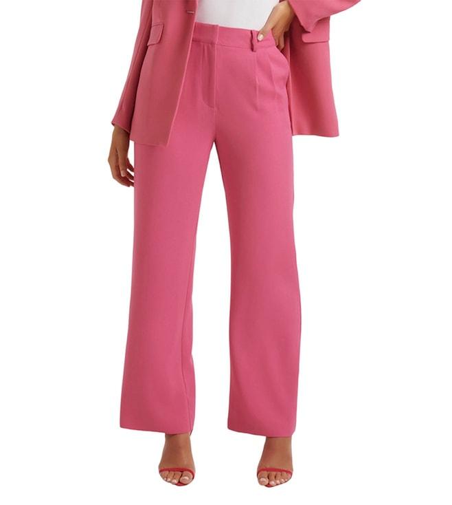 forever new pink regular fit pleated trousers