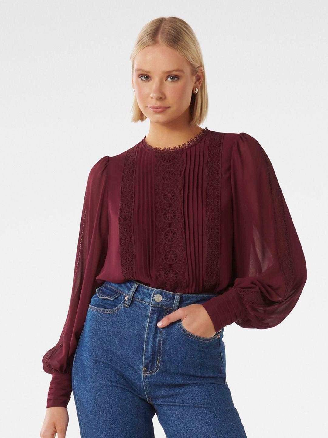 forever new puff sleeves lace up top