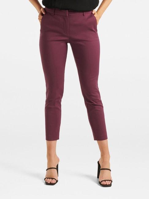 forever new purple slim fit mid rise crop pants