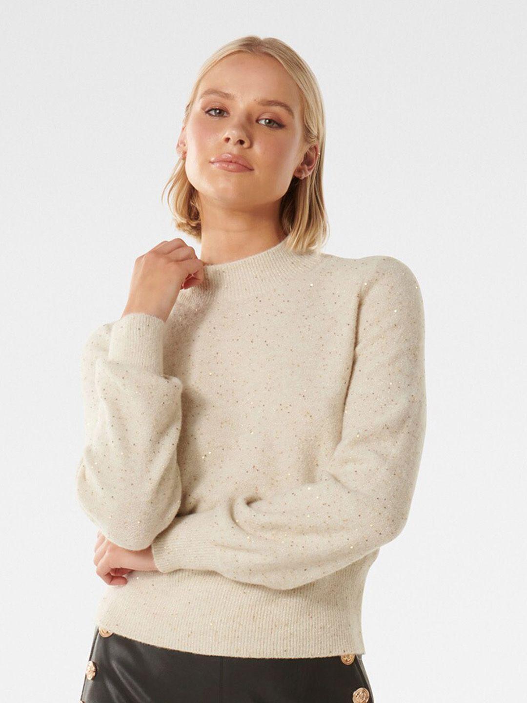 forever new round neck long sleeves embellished pullover jumper sweater