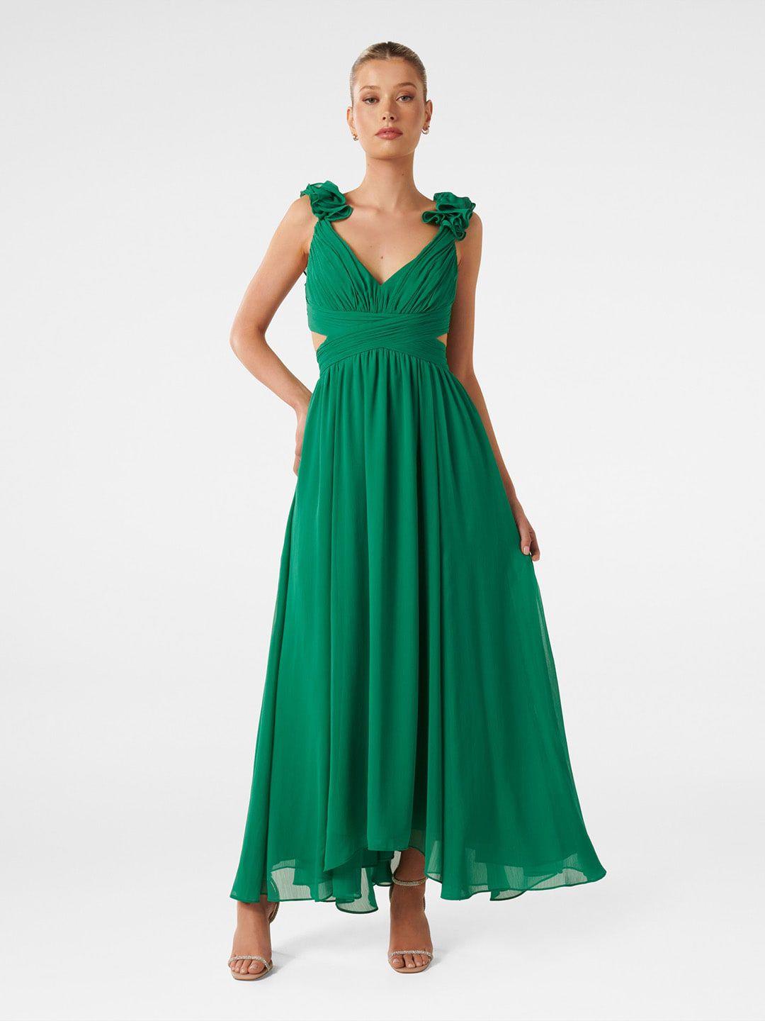 forever new sleeveless cut-out ruffle maxi dress