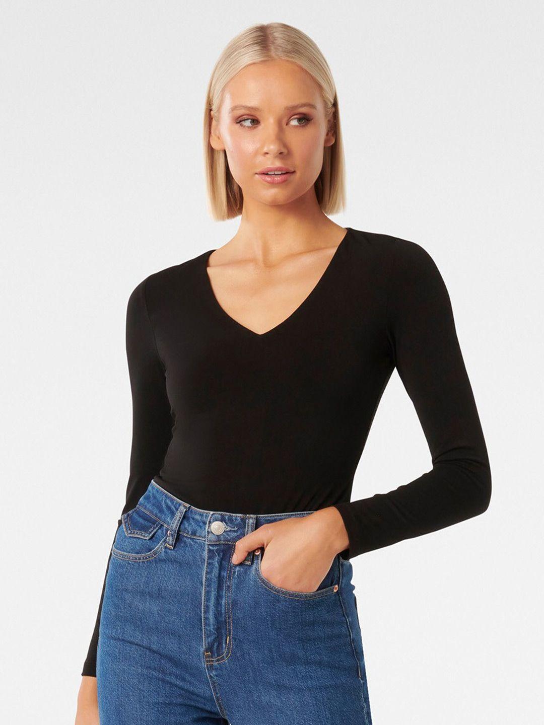 forever new v-neck long sleeves fitted top