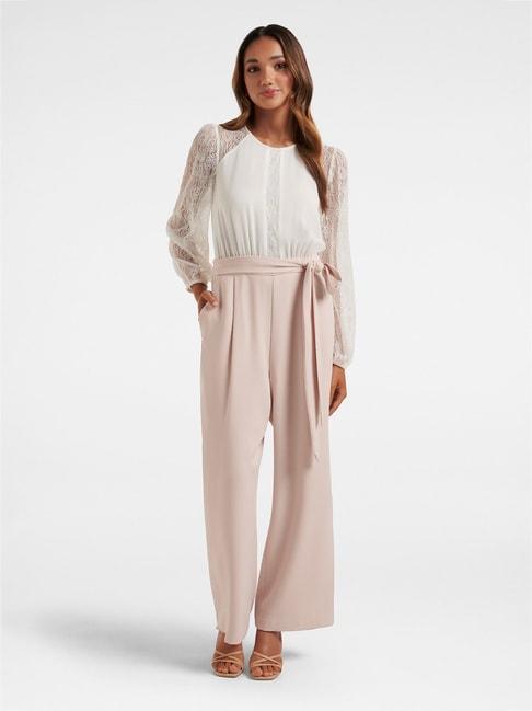 forever new white & peach jumpsuit