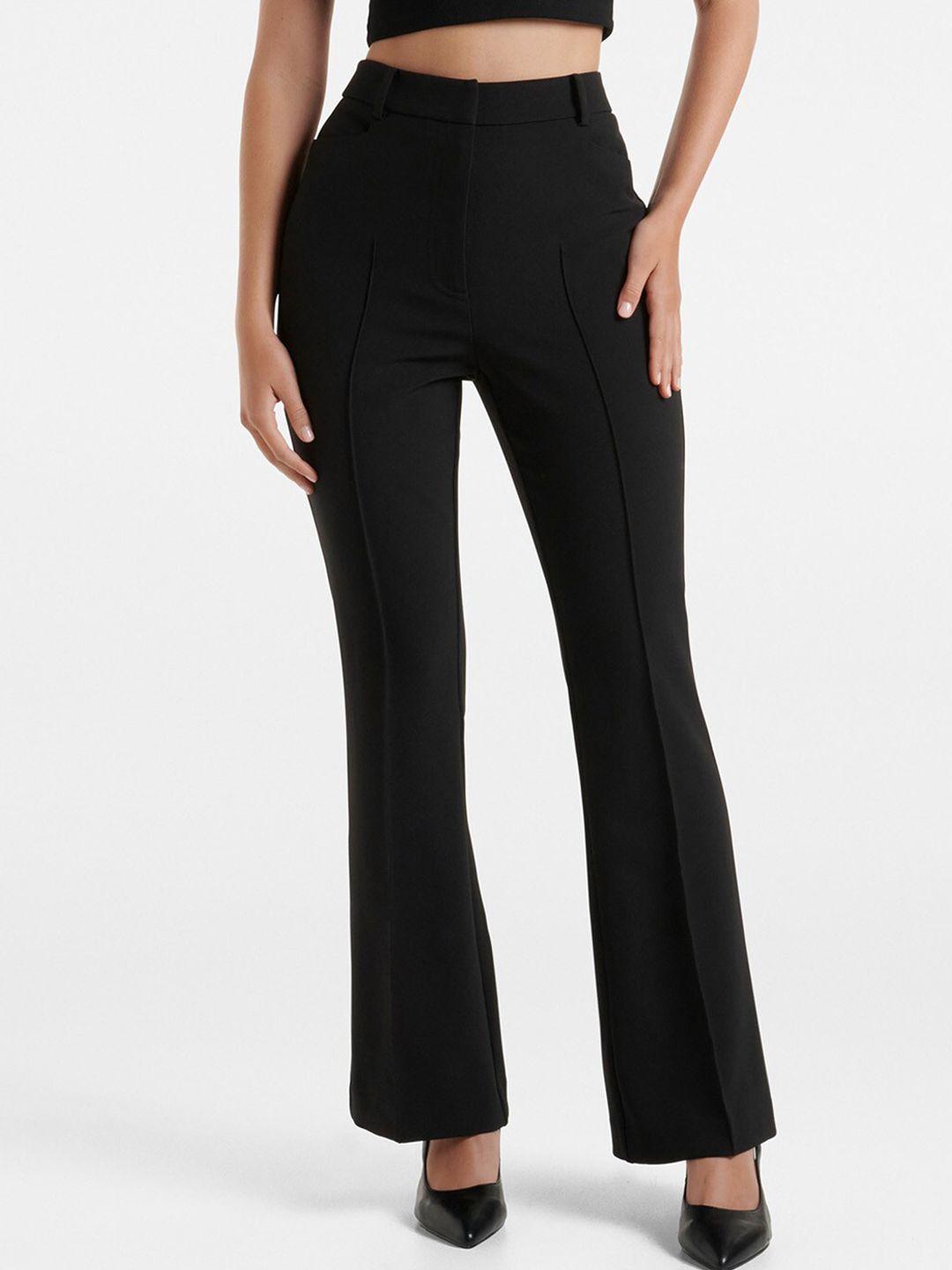 forever new women black flared high-rise trousers