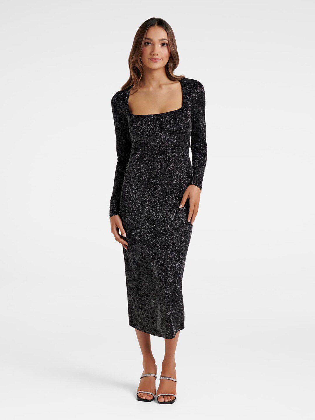 forever new women black sequined embellished bodycon midi dress