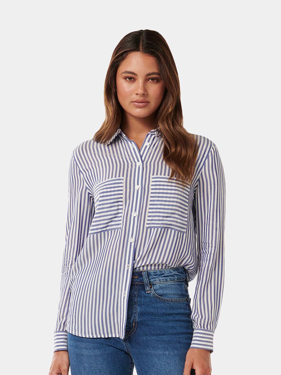 forever new women classic opaque striped casual shirt