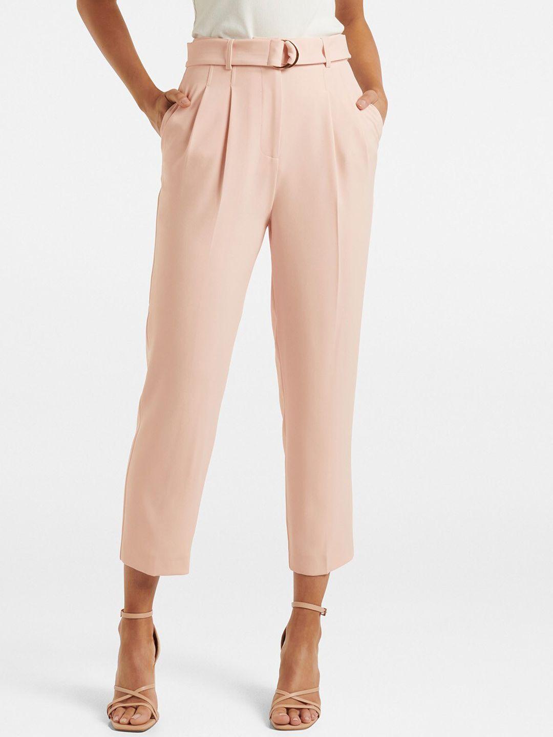 forever new women high-rise pleated cropped trousers