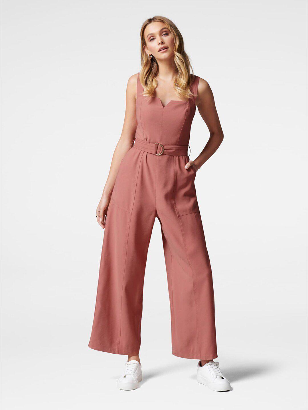 forever new women pink solid basic jumpsuit