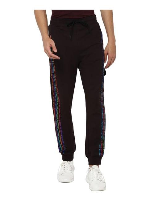 forever 21 bean brown cotton regular fit printed joggers