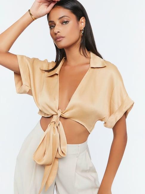 forever 21 beige regular fit crop top