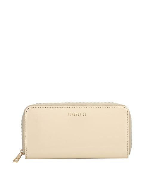 forever 21 beige solid zip around wallet for women