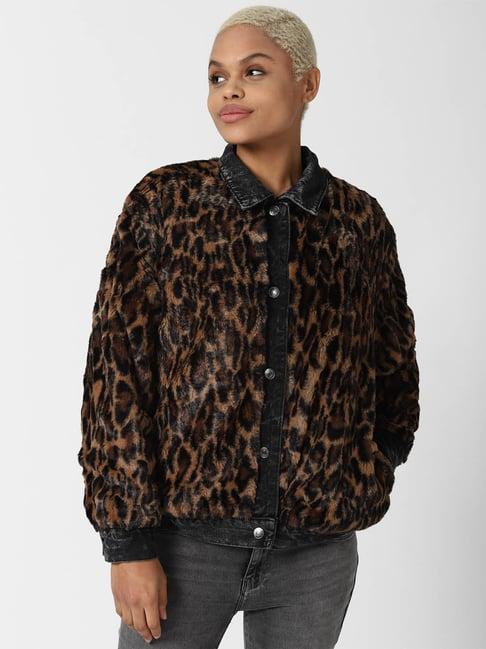 forever 21 black & brown animal print jacket