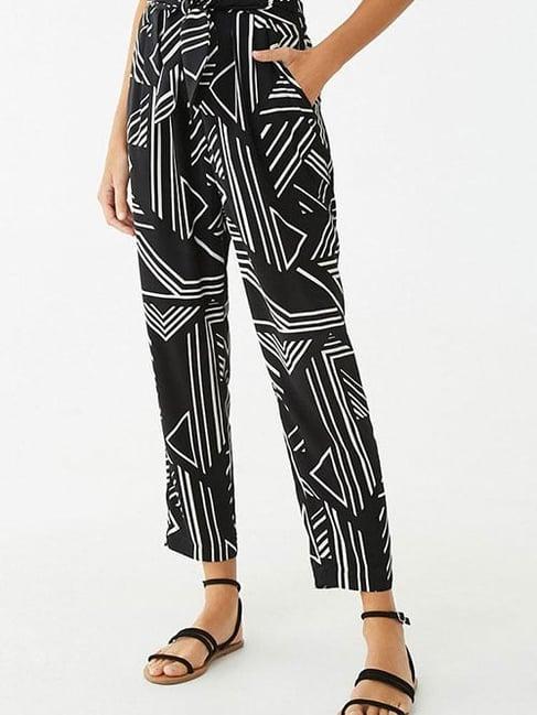 forever 21 black & cream printed pants