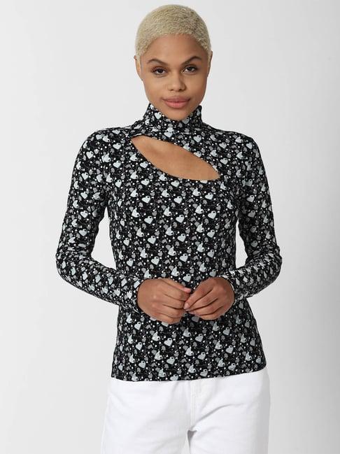 forever 21 black & white printed top