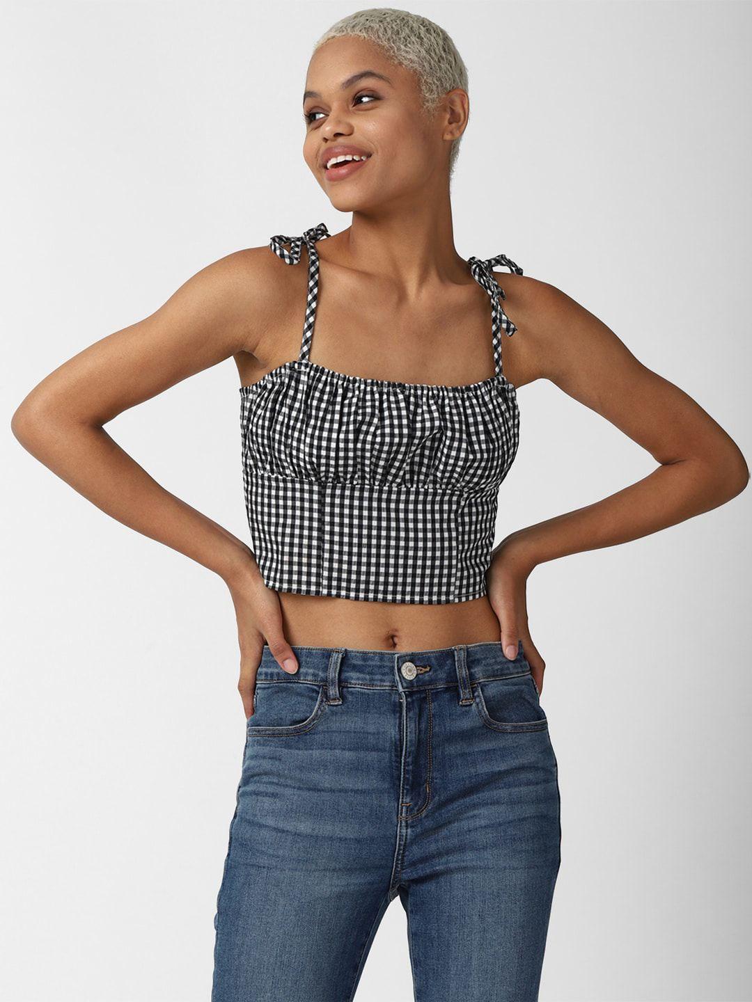 forever 21 black checked bralette crop top