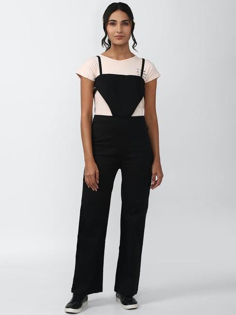 forever 21 black cotton jumpsuit