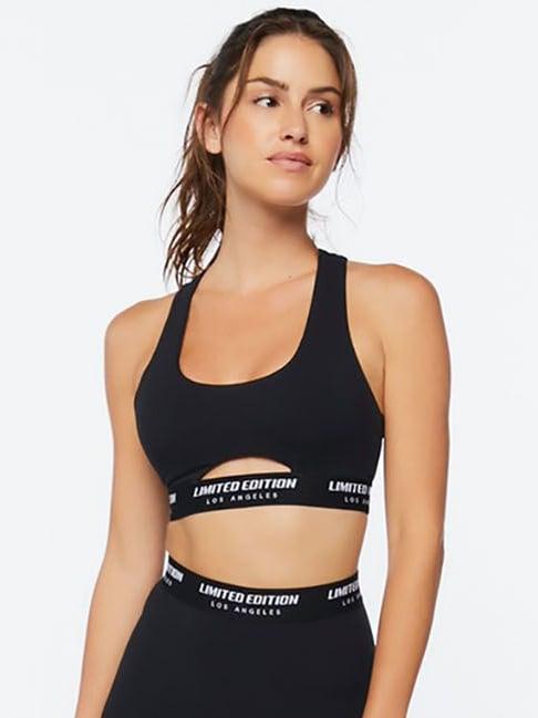 forever 21 black cotton non wired non padded sports bra