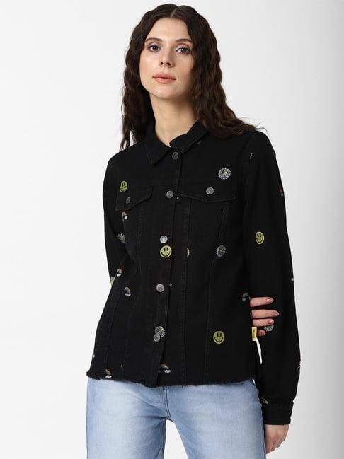 forever 21 black embroidered jacket