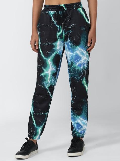 forever 21 black printed mid rise joggers