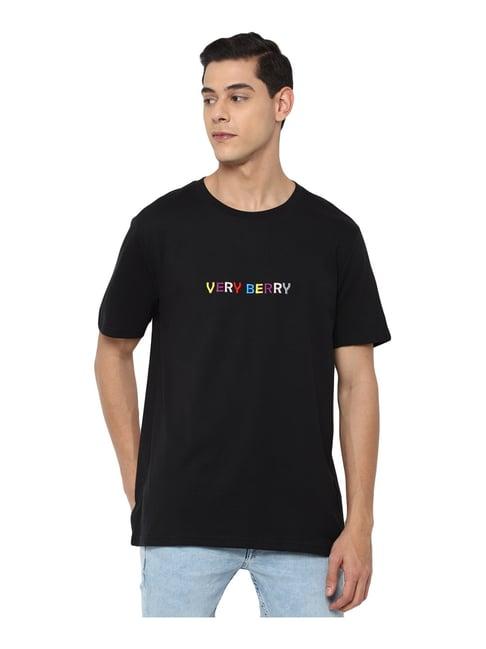 forever 21 black regular fit embroidered t-shirt