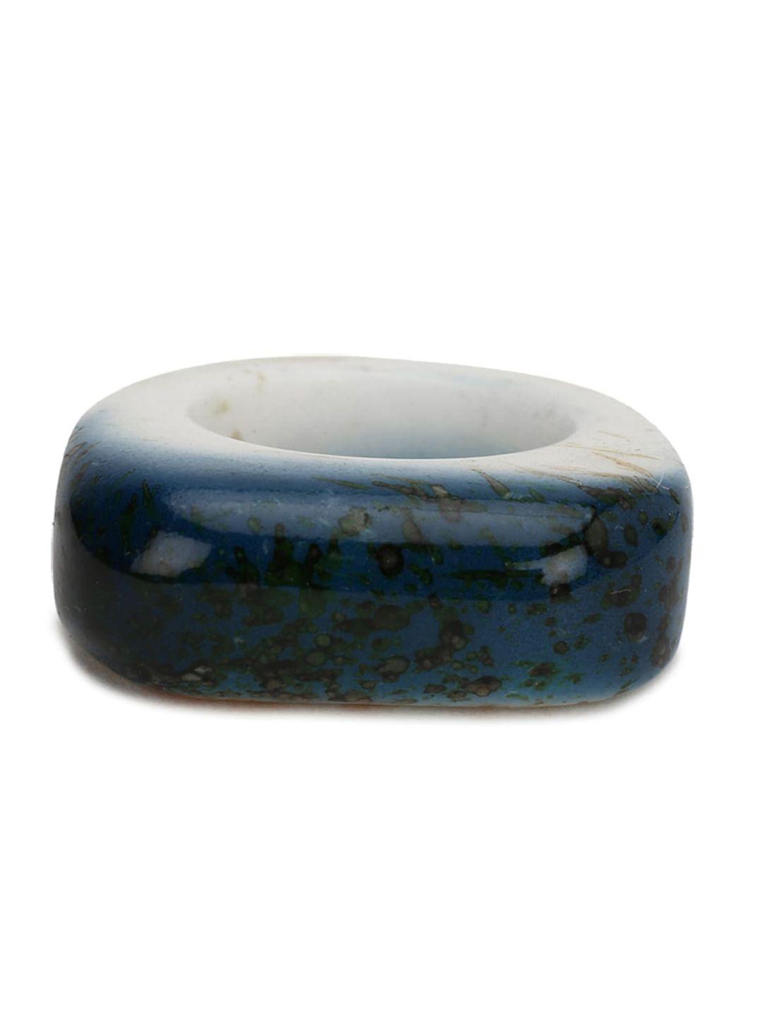 forever 21 blue & green printed resin finger ring
