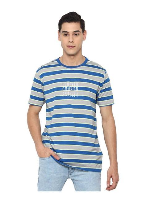 forever 21 blue & grey striped t-shirt